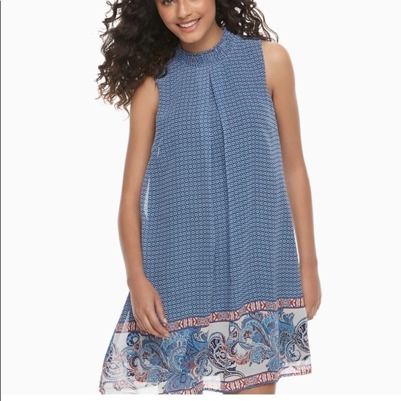 Speechless Smocked Mock Neck Shift Dress - Picture 1 of 4